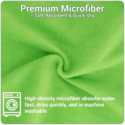 9 Pack Green Fishing Towels with Clips & Zinger Retractors (9pcs-green)