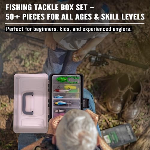 Large 3 Layer Fishing Tackle Box Lures with Tackle Included 448 Pcs (448PCS-Black)