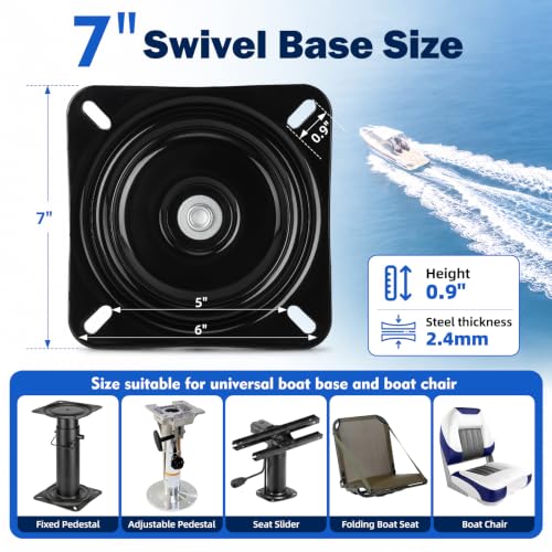 2Pcs Boat Seat Swivel Mount (7" Black (2PCS))