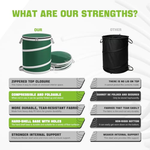 42Gallon Collapsible Trash Can with Hard Bottom for RV Garden (Green / 42 Gallons)