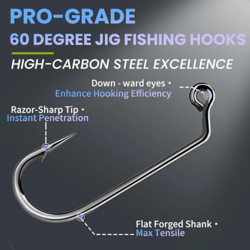 60 Degree Jig Hooks 100Pcs Inline Spoon Hook (100pcs / 1#)