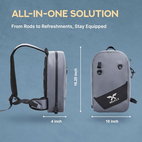 Waterproof Fishing Sling Backpack Bag with Rod Holder (Gray / Sling Bag)