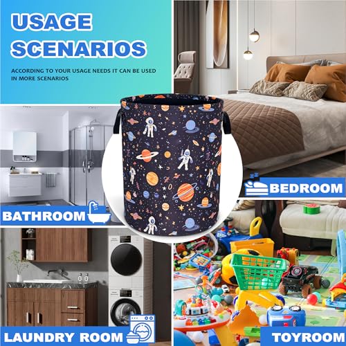Astronaut Planet Universe Laundry Basket Foldable Oxford Cloth 18.9x16.5 In (Astronaut)