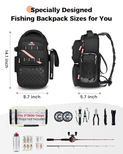 Womens Fishing Sling Bag with Phone Pouch (Black-pink / 14.1 X 8.7 X 5.7 inches)