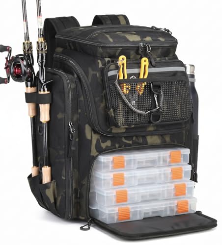 45L Fishing Backpack with Rod Holders & Built