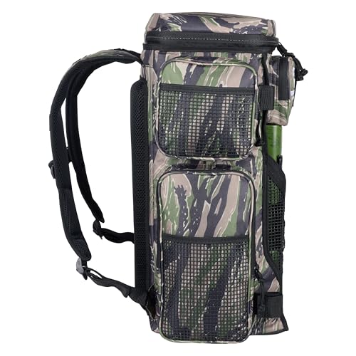 Evolution Fishing Drift Series 3700 Tackle Backpack with QuikLatch System & 2 Rod Holders (3700 / Tiger Stripe)