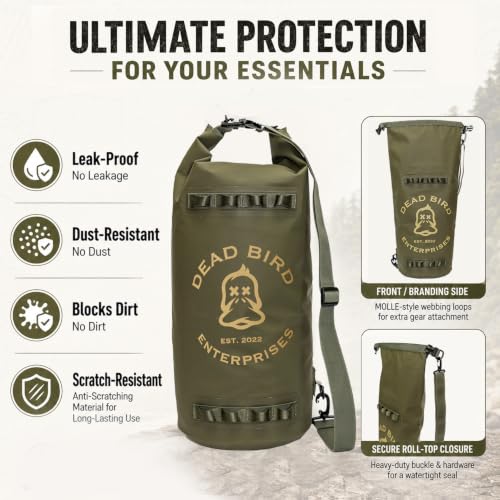 Waterproof 20L Dry Bag (Military Green / 20 Liter)