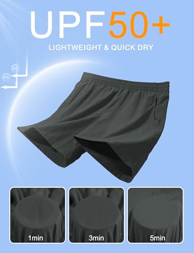 Men's Hiking Fishing Shorts UPF 50+ Quick Dry Lightweight 6" Summer Casual Shorts with Zipper Pockets Darkgrey (Large / Darkgrey)