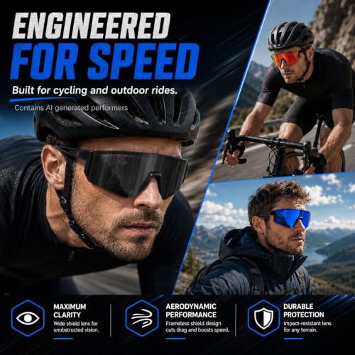 3 Pack Polarized Sports Sunglasses UV400 (A3-black+green+grey Blue)