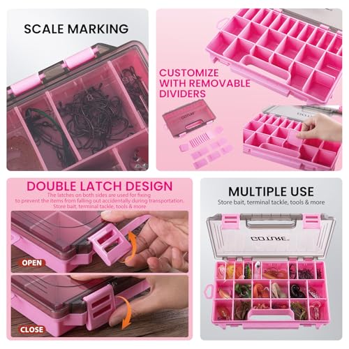 Pink Crossbody Fishing Tackle Bag w (Pink / 1680d Double-strand Pu Backpack + (3)3600 Trays)