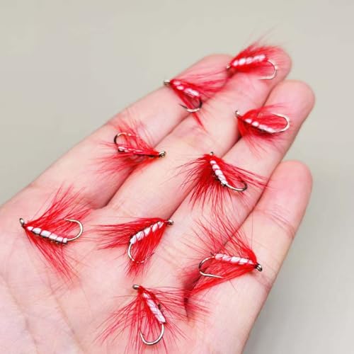 10Pieces Fly Fishing Flies Lure Artificial Insects Winged Caddis (Red)