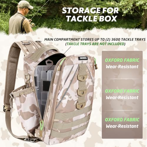 Fishing Backpack with Tackle Boxes (Khaki Camouflage Fishing Backpack Set)