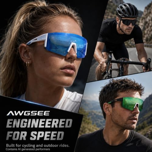 3 Pack Polarized Sports Sunglasses UV400 (A6-black+white Blue+green)