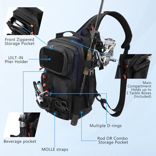Pond Fishing Sling Backpack Tackle Storage Bag