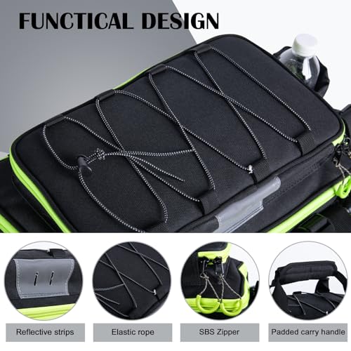 Fishing Tackle Bag with 4PCS 3600 Tackle Boxes (C2:Black Green with 4 3600 Tackle Boxes / Large)