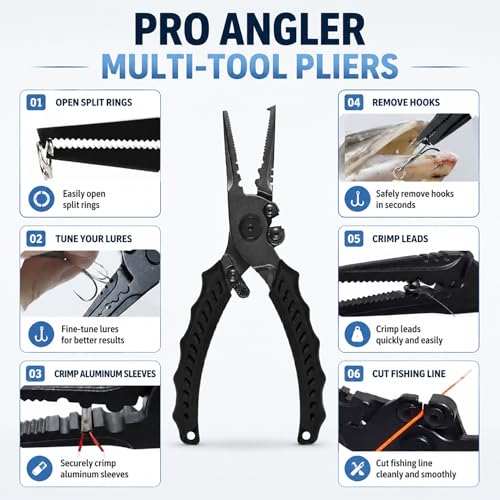 Multi Function Fishing Pliers & Scissors Set 4.7" Titanium Coated
