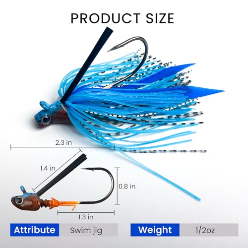 3 pcs Swim Jig with Weed Guard & Silicone Skirt for Bass Trout Pike (3 pcs Swim Jigs)