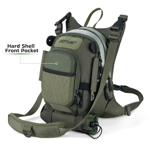 Fly Fishing Chest Pack with Hard Shell Pocket & Water Bottle Holder (B:Green)
