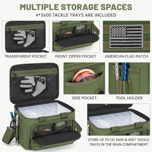 Fishing Tackle Bags with 4 * 3600 Tackle Boxes (Green / With 4 Tackle Boxes)