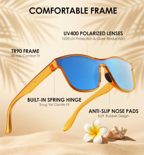 Polarized Sunglasses for Men and Women (C04- Frame: Gloss Smoke Crystal / Lens: Red Mirror)