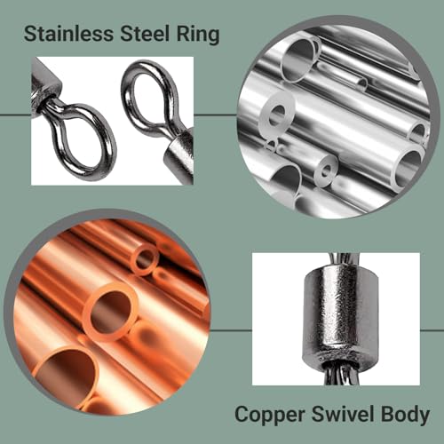 Stainless Steel Swivels Fishing Lure Barrel Saltwater Swivel Fishing Strength Quick Change Fishing Swivels Rolling Black Nickel (Size3/0 (221lb) 25 pcs)