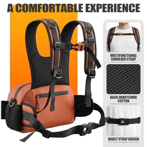 Fishing Chest Pack with Rod Holder (Orange)