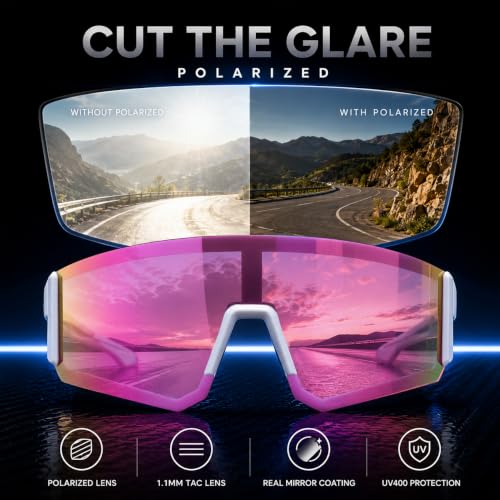 3 Pack Polarized Sports Sunglasses UV400 (A2-black+white Pink+pink)