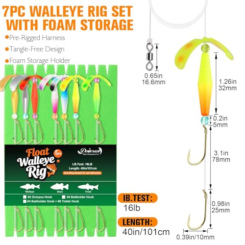 Crawler Harness Walleye Rigs with Dual (Gold-Octopus Hooks- #2)