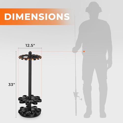 V16 Rotating Fishing Rod Holder for Garage (Black, with Rotaing Base)