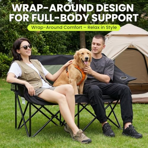 Oversized Double Camping Chairs 2 Person Folding Loveseat