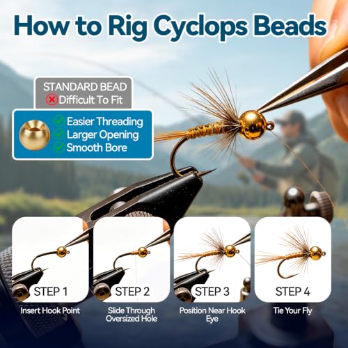 100pcs Fly Tying Tungsten Beads Nymph Tungsten Bead Heads for Jig Flies (2.0MM)