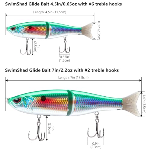 SwimShad Glide Baits Jointed Swimbait Bass Pike Salmon Trout Muskie Fishing Lure (Gizzard Shad / 4.5in/0.65oz)