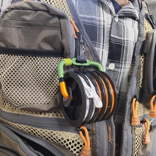 Fly Fishing Tippet Holder with Line Cutter (Matt green + Matt orange color / Tippet Holder With 2 Cutters)