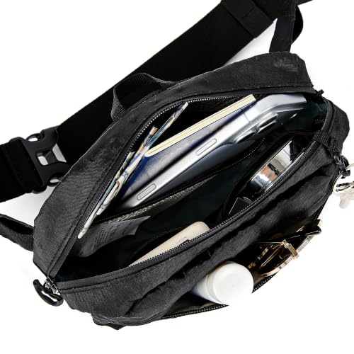 RFID Blocking Fanny Packs for Women and Men Waterproof Crossbody Waist Pack (Black)