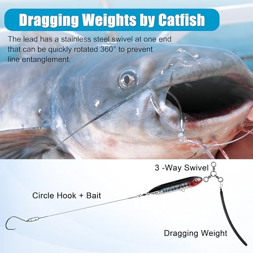 Dragging Weights for Catfishing Tolling Drifting No Snag Sinkers Slip Stick Drag Weights Bottom Search Snagless Catfish Sinker Fishing Weights Catfishing Tackle Gear (Orange-5pcs / 2OZ)