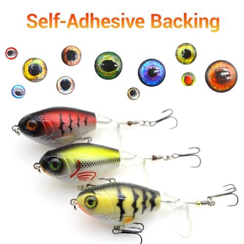 3D 4D 5D Fishing Lure Eyes Assortment with 1 Piece Tweezer for Making Fish Bait Fly Tying Streamers Crafts DIY Accessory