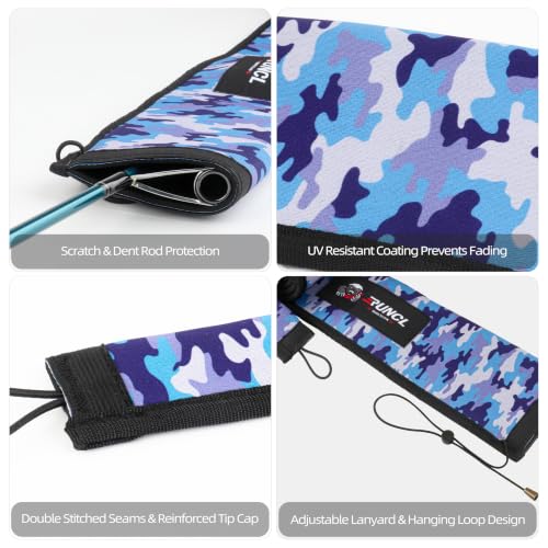 Neoprene Fishing Rod Sleeves with Adjustable Lanyard & Hanging Loop (65in,6pcs)
