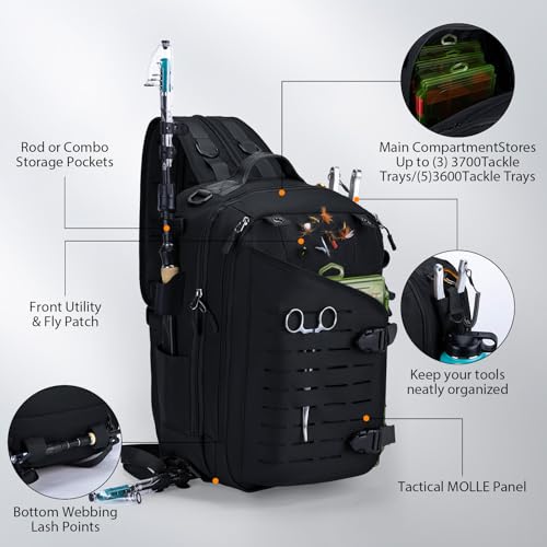 Black Tackle Bag w (Black / 900d Water-resistant Oxford Backpack + (3)3600 Trays)