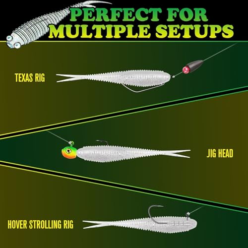 Soft Plastic Baits Forked Tail Fishing Soft Bait for Bass Walleye Trout Crappie Lures Pearl White (Pearl White / 4in-20pcs)