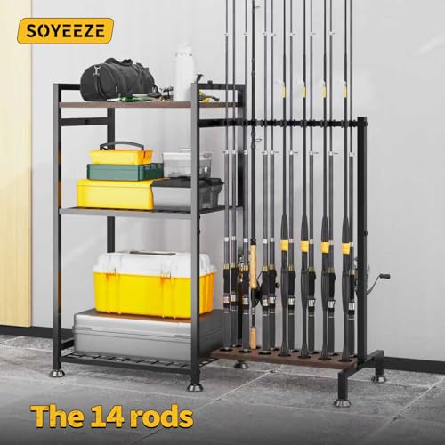 Fishing Rod Holder for 14 Rods (Black-14 Rods / 14 Rods)