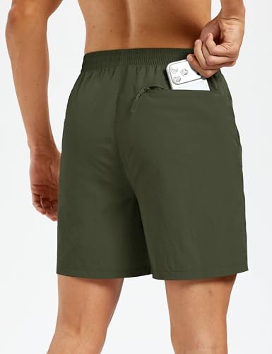 Men's Hiking Fishing Shorts UPF 50+ Quick Dry Lightweight 6" Summer Casual Shorts with Zipper Pockets Green (Small / Green)