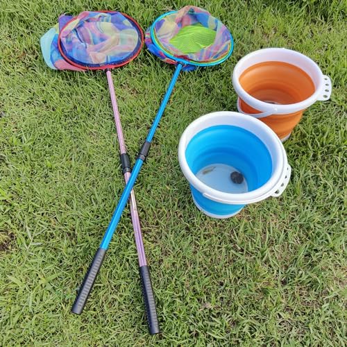 FishingNet2PieceSetRetractableNet forCatchingFrogs andTadpoles (Red+Blue / 37)