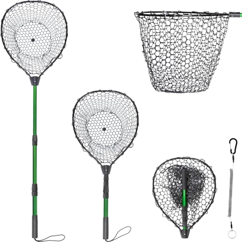Rubber Fishing Net with Handle (L, Hoop Size: 20.3″ x 16″)