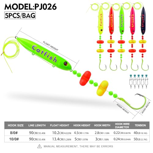 Catfish Rig Catfish Float Rigs (C-Mixed pack of 5 pcs / 8/0 Hook)