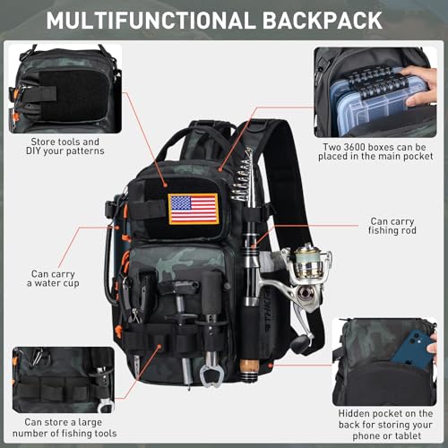 Fishing Backpack with Rod Holder (Camo-87pcs)