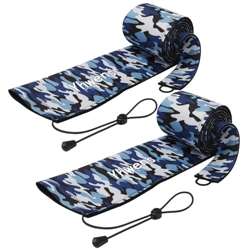 Neoprene Fishing Rod Sleeve Rod Socks for Fishing Poles Sleeve Rod Cover Rod Protector for Casting Spinning Trolling Fishing Rod Storage Durable (60" / Blue Camo 2PCS)