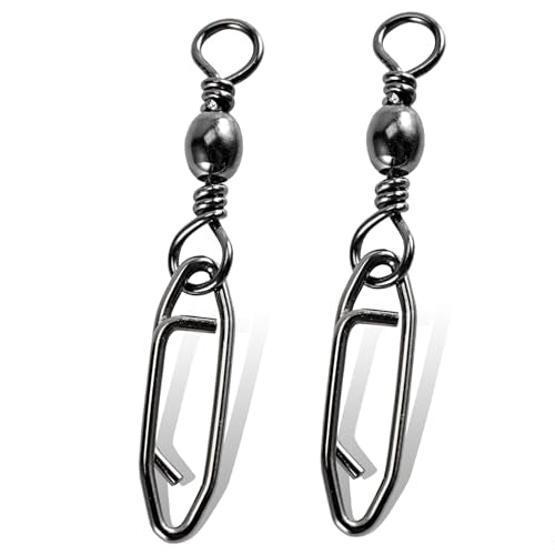 High Strength Fishing Swivels Stainless Clips Steel Snap Swivels Barrel Connector Saltwater Swivel Fishing Rolling Black Nickel