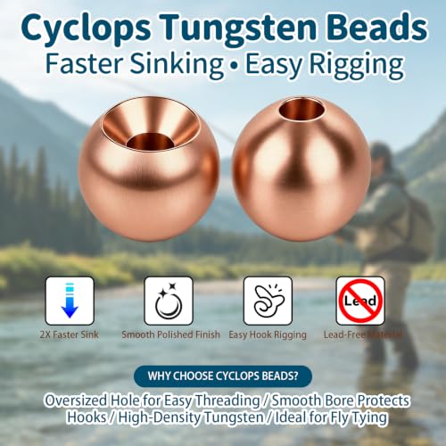 Tungsten Beads for Fly Tying Materials 50pcs Faster Sinking Deeper 13 Sizes (Copper / 2.3MM)