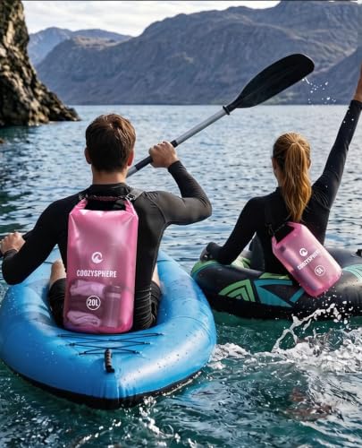 Waterproof Small Dry Bag with Phone Case & Emergency Whistle 5L (Rose Red / 5L)
