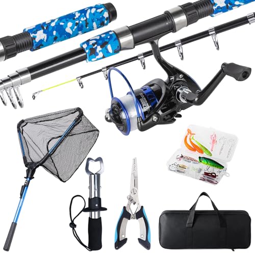 Fishing Rod and Reel Combo with Fishing Net